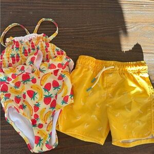 Colorful Fruit Print Swimsuit Set